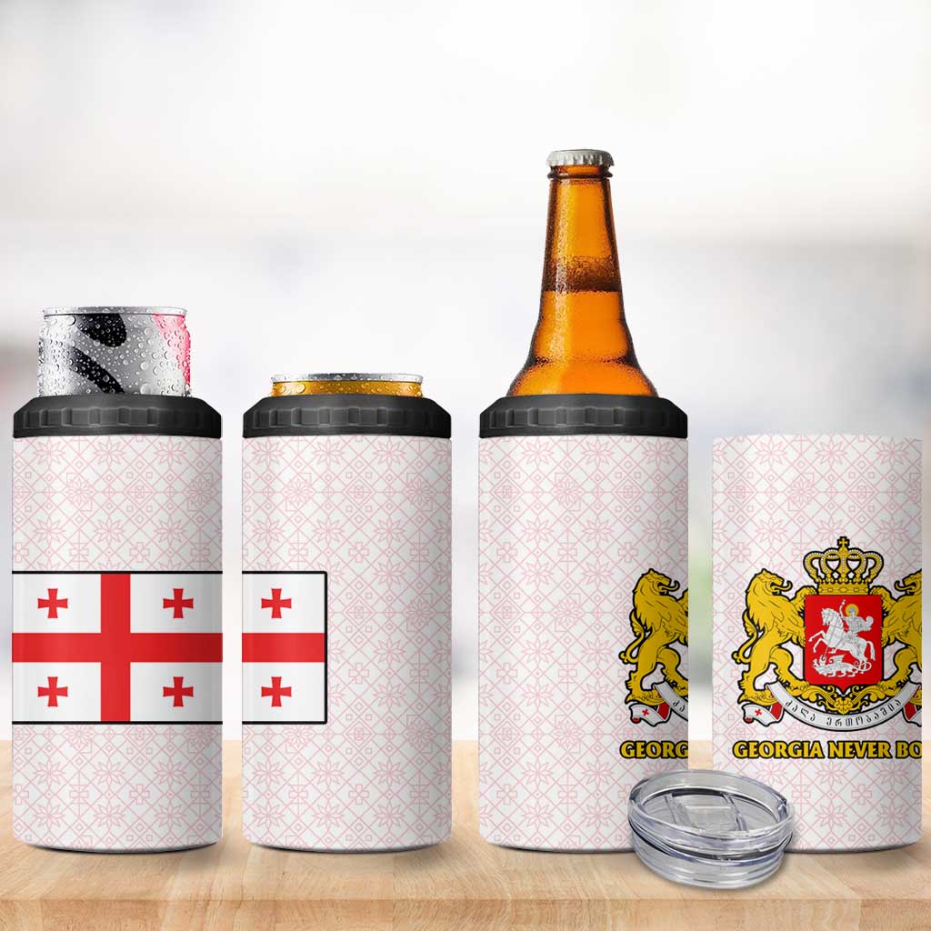 Georgia 4 in 1 Can Cooler Tumbler with Red Cross and Golden Lions Emblem Never Bows Design - Wonder Print Shop