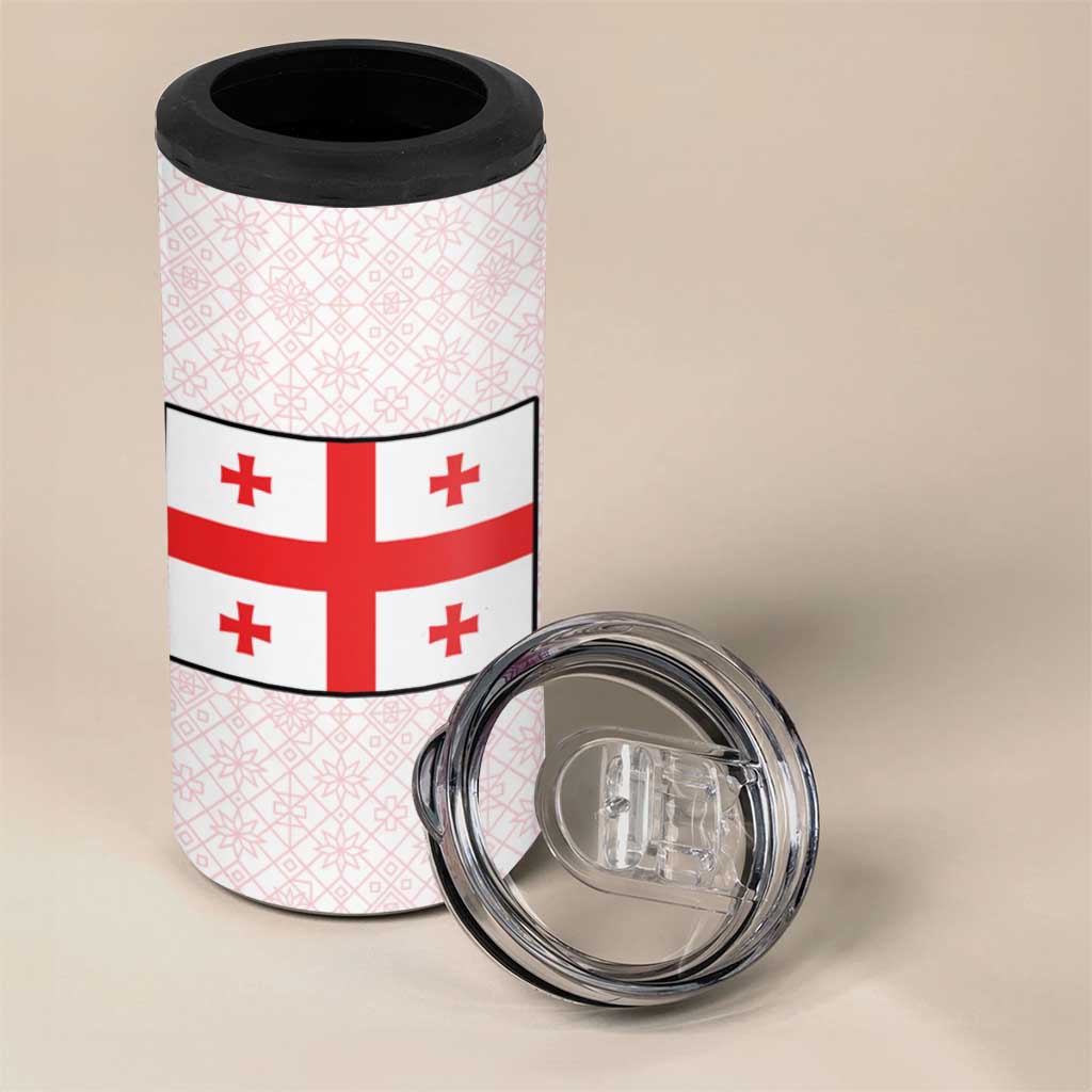 Georgia 4 in 1 Can Cooler Tumbler with Red Cross and Golden Lions Emblem Never Bows Design - Wonder Print Shop