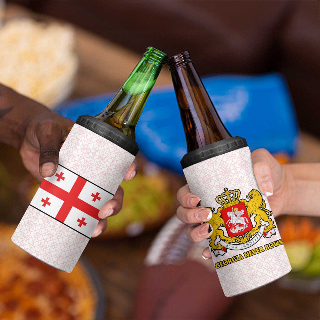Georgia 4 in 1 Can Cooler Tumbler with Red Cross and Golden Lions Emblem Never Bows Design - Wonder Print Shop