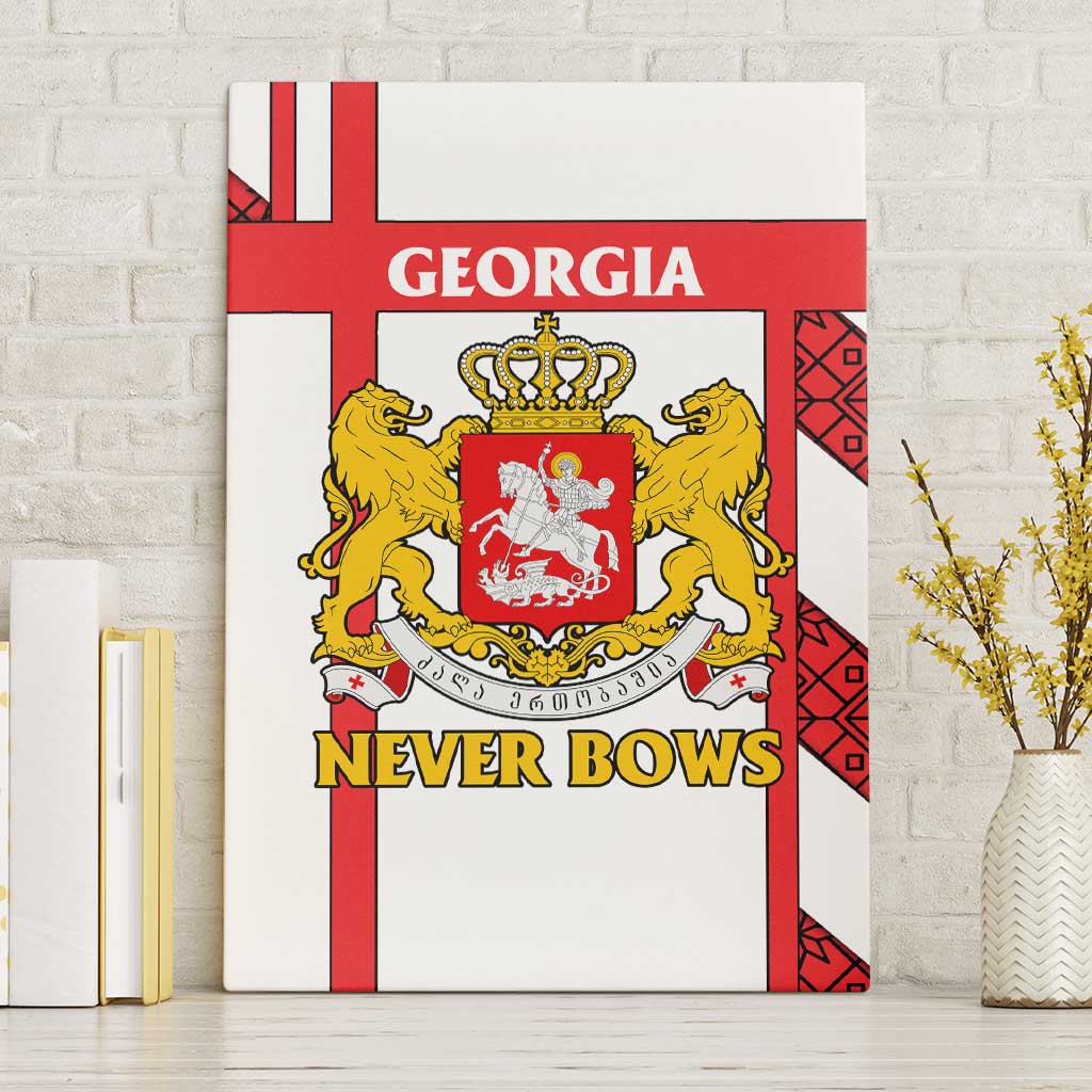 Georgia Canvas Wall Art with Red Cross and Golden Lions Emblem Never Bows Design - Wonder Print Shop