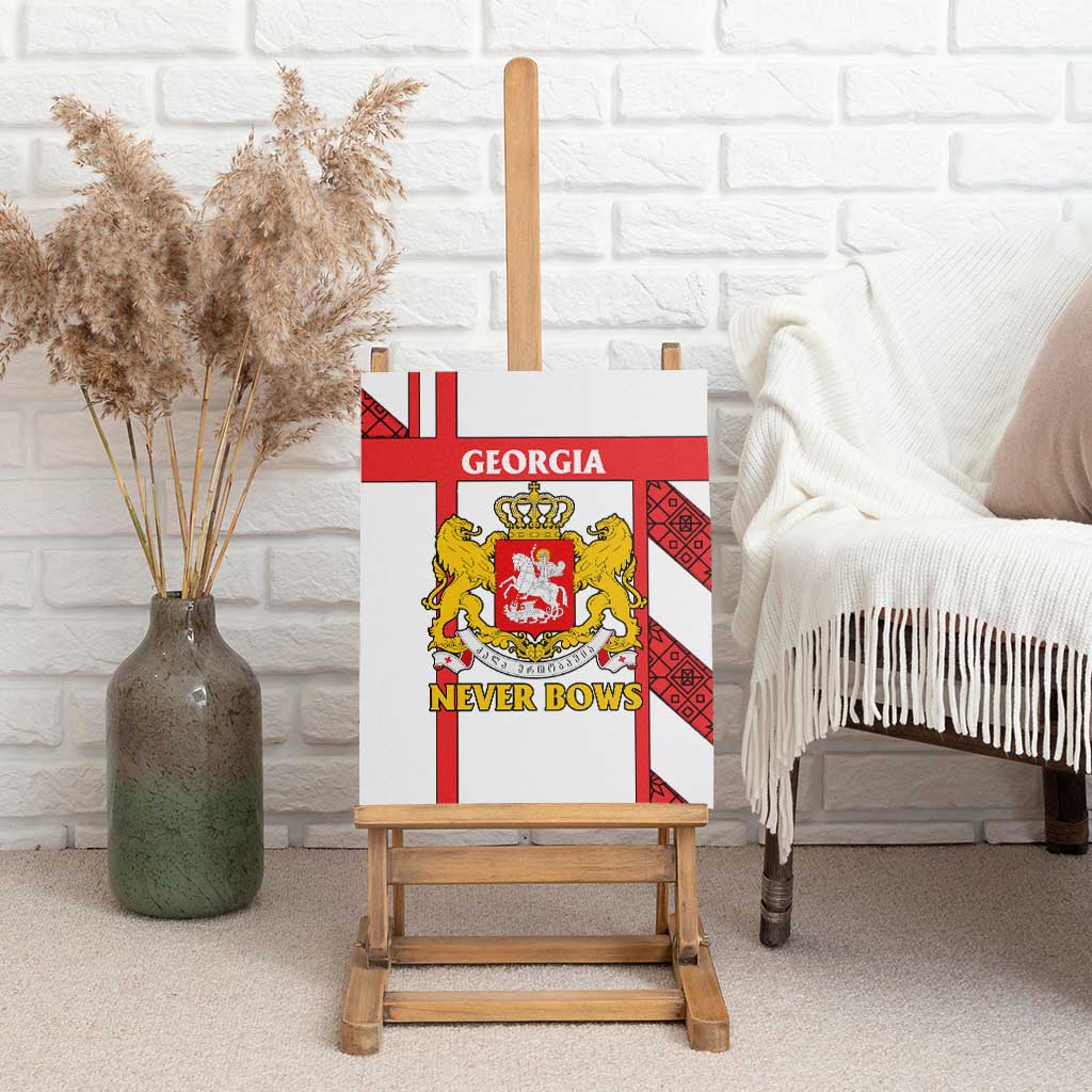 Georgia Canvas Wall Art with Red Cross and Golden Lions Emblem Never Bows Design - Wonder Print Shop
