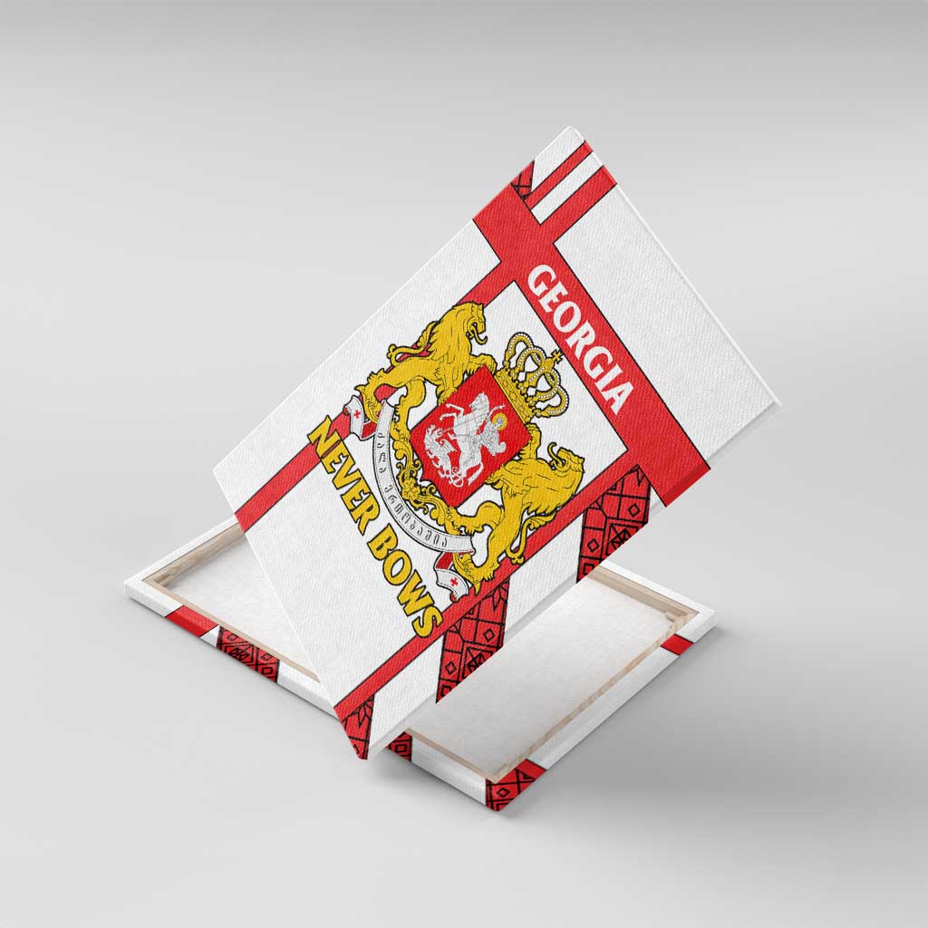 Georgia Canvas Wall Art with Red Cross and Golden Lions Emblem Never Bows Design - Wonder Print Shop