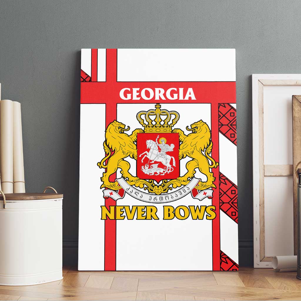 Georgia Canvas Wall Art with Red Cross and Golden Lions Emblem Never Bows Design - Wonder Print Shop