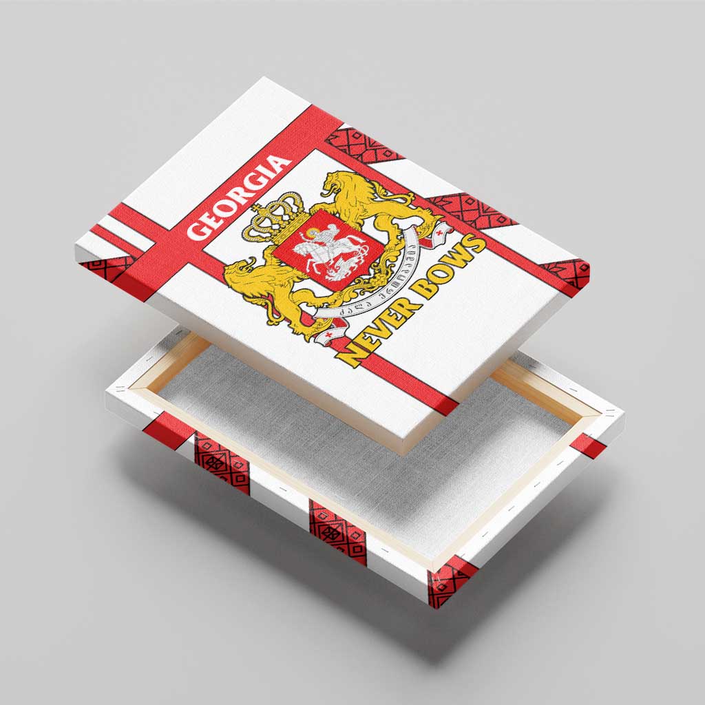 Georgia Canvas Wall Art with Red Cross and Golden Lions Emblem Never Bows Design - Wonder Print Shop