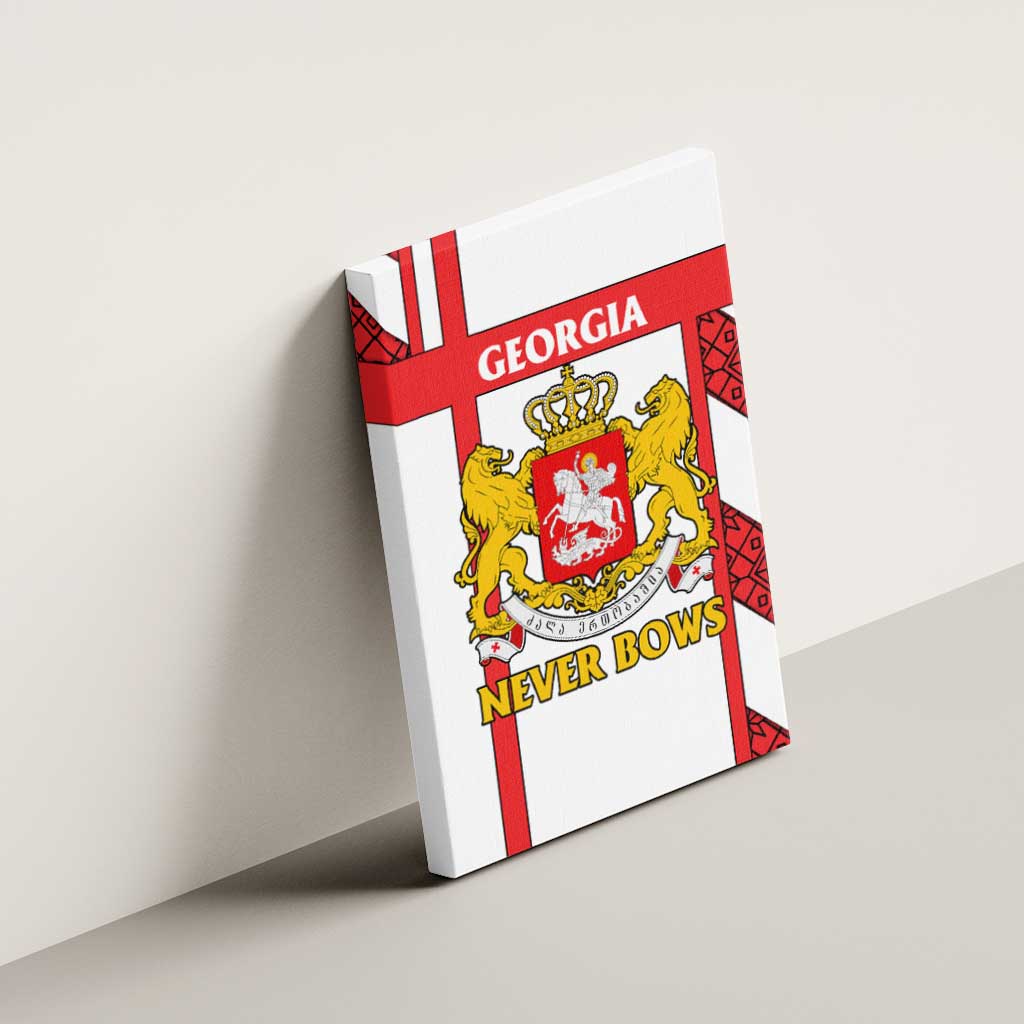 Georgia Canvas Wall Art with Red Cross and Golden Lions Emblem Never Bows Design - Wonder Print Shop