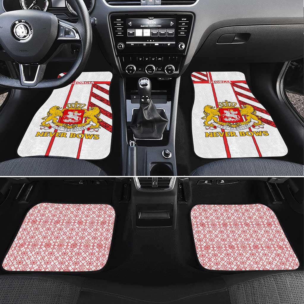 Georgia Car Mats with Red Cross and Golden Lions Emblem Never Bows Design - Wonder Print Shop