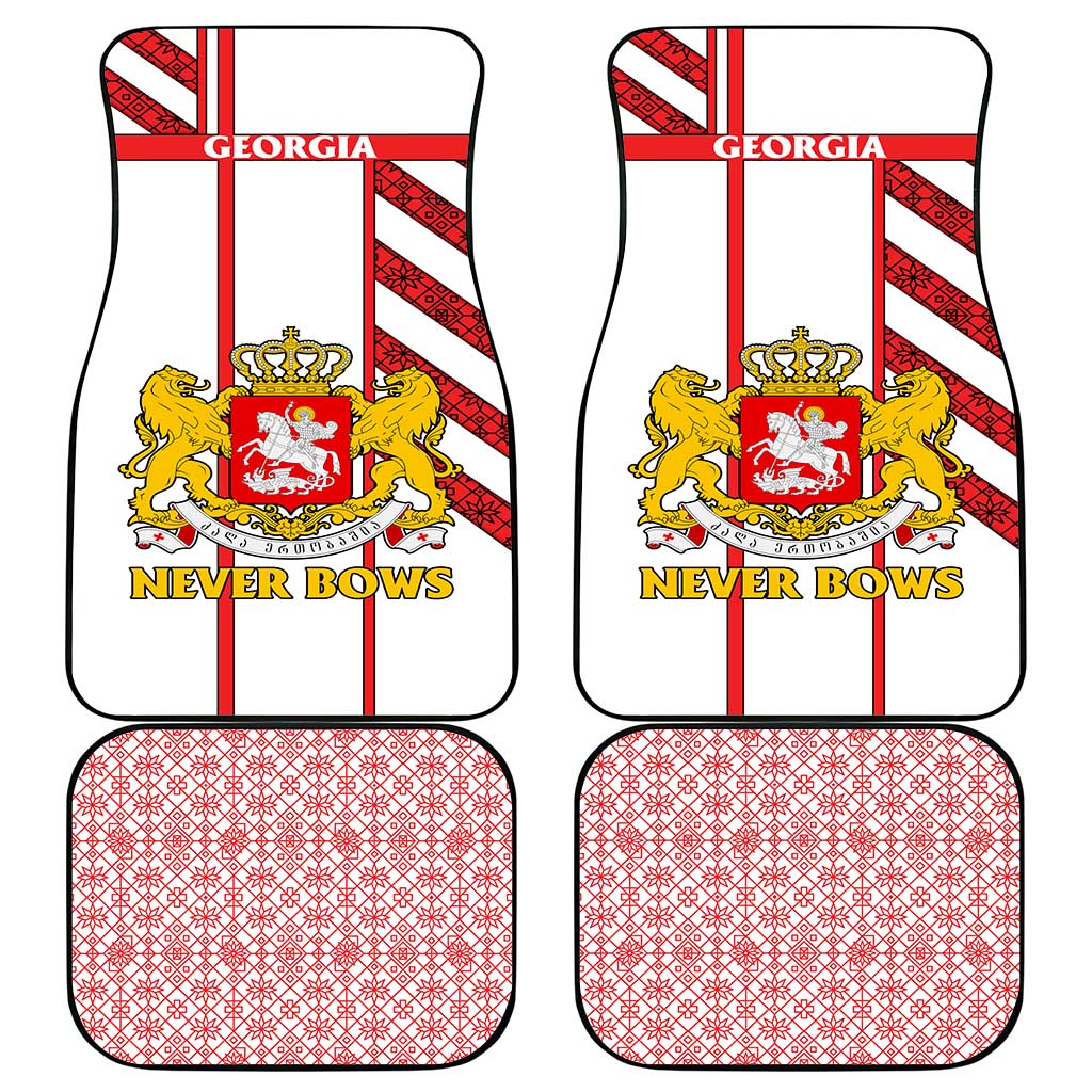 Georgia Car Mats with Red Cross and Golden Lions Emblem Never Bows Design - Wonder Print Shop