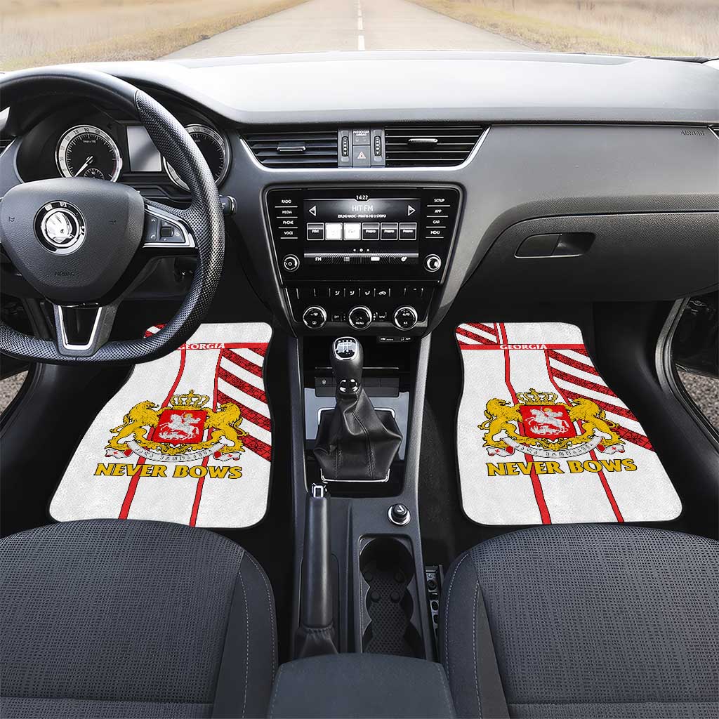 Georgia Car Mats with Red Cross and Golden Lions Emblem Never Bows Design - Wonder Print Shop
