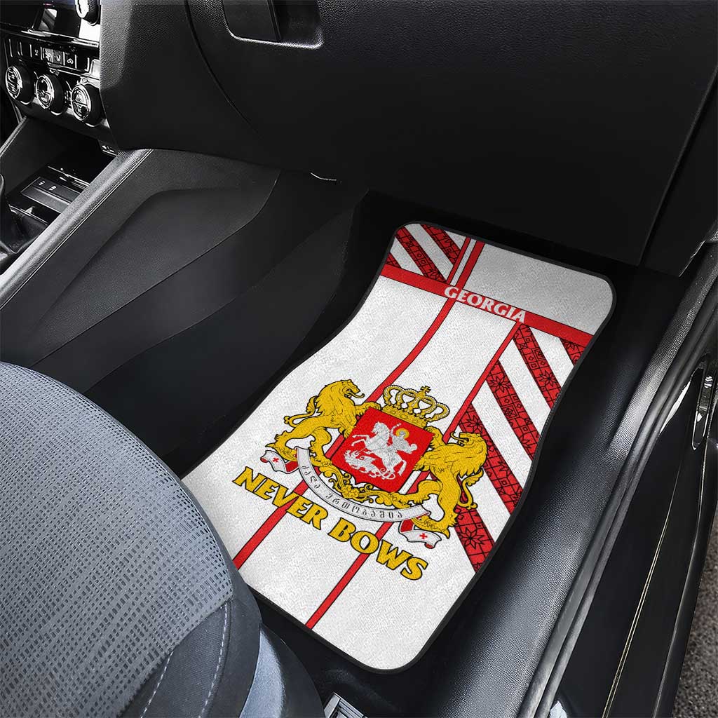 Georgia Car Mats with Red Cross and Golden Lions Emblem Never Bows Design - Wonder Print Shop