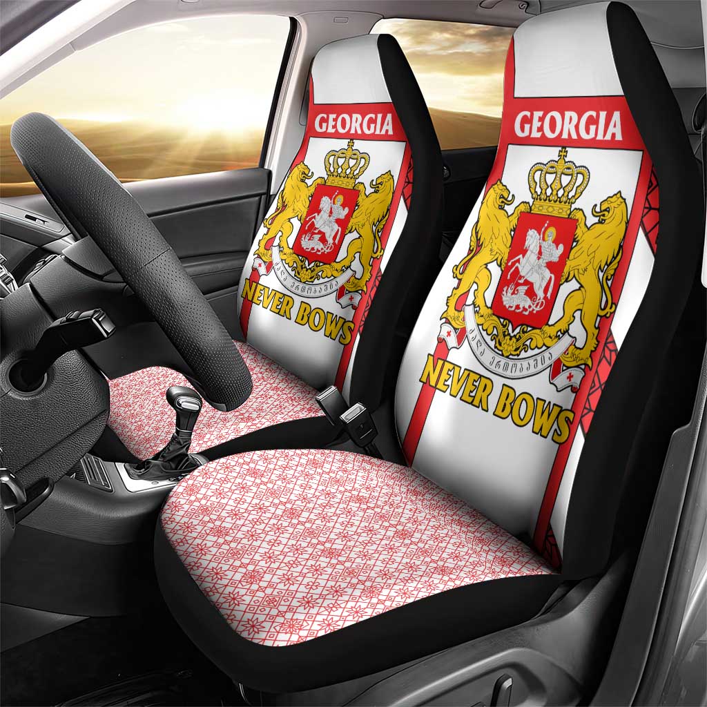 Georgia Car Seat Cover with Red Cross and Golden Lions Emblem Never Bows Design - Wonder Print Shop