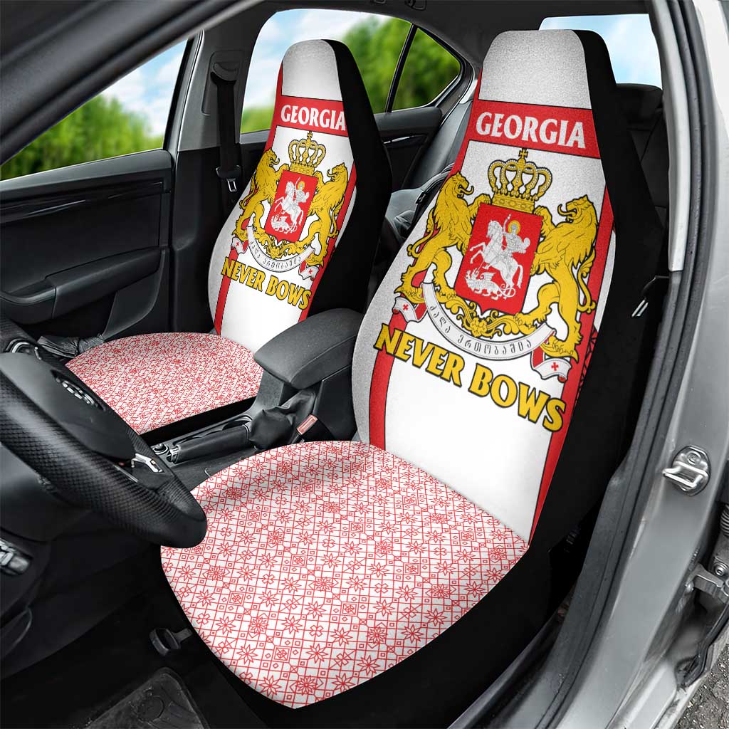 Georgia Car Seat Cover with Red Cross and Golden Lions Emblem Never Bows Design - Wonder Print Shop