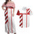 Georgia Couples Matching Off Shoulder Maxi Dress and Hawaiian Shirt with Red Cross and Golden Lions Emblem Never Bows Design - Wonder Print Shop