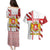 Georgia Couples Matching Puletasi and Hawaiian Shirt with Red Cross and Golden Lions Emblem Never Bows Design - Wonder Print Shop