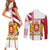 Georgia Couples Matching Short Sleeve Bodycon Dress and Long Sleeve Button Shirt with Red Cross and Golden Lions Emblem Never Bows Design - Wonder Print Shop