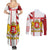 Georgia Couples Matching Summer Maxi Dress and Long Sleeve Button Shirt with Red Cross and Golden Lions Emblem Never Bows Design - Wonder Print Shop
