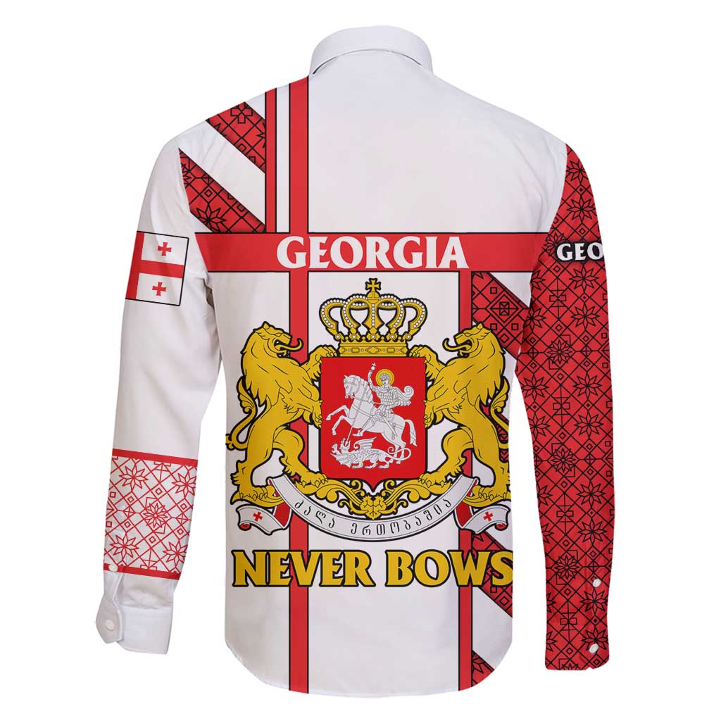 Georgia Family Matching Long Sleeve Bodycon Dress and Hawaiian Shirt with Red Cross and Golden Lions Emblem Never Bows Design - Wonder Print Shop