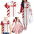 Georgia Family Matching Off The Shoulder Long Sleeve Dress and Hawaiian Shirt with Red Cross and Golden Lions Emblem Never Bows Design - Wonder Print Shop
