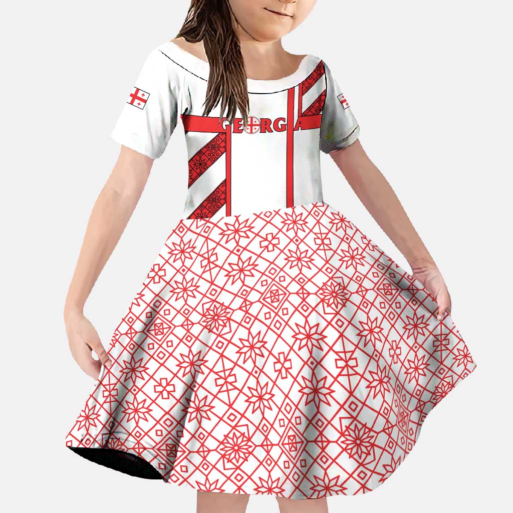 Georgia Family Matching Off Shoulder Maxi Dress and Hawaiian Shirt with Red Cross and Golden Lions Emblem Never Bows Design - Wonder Print Shop