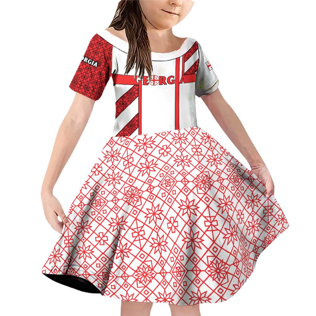 Georgia Family Matching Off Shoulder Short Dress and Hawaiian Shirt with Red Cross and Golden Lions Emblem Never Bows Design - Wonder Print Shop