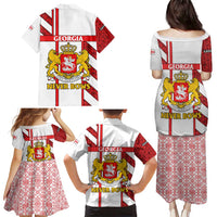 Georgia Family Matching Puletasi and Hawaiian Shirt with Red Cross and Golden Lions Emblem Never Bows Design - Wonder Print Shop