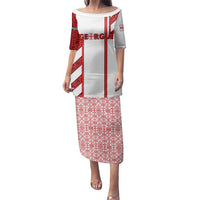 Georgia Family Matching Puletasi and Hawaiian Shirt with Red Cross and Golden Lions Emblem Never Bows Design - Wonder Print Shop