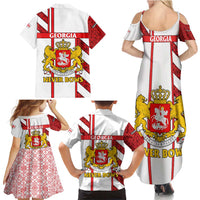 Georgia Family Matching Summer Maxi Dress and Hawaiian Shirt with Red Cross and Golden Lions Emblem Never Bows Design - Wonder Print Shop