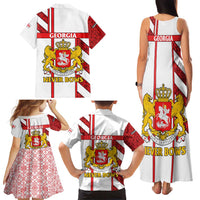 Georgia Family Matching Tank Maxi Dress and Hawaiian Shirt with Red Cross and Golden Lions Emblem Never Bows Design - Wonder Print Shop