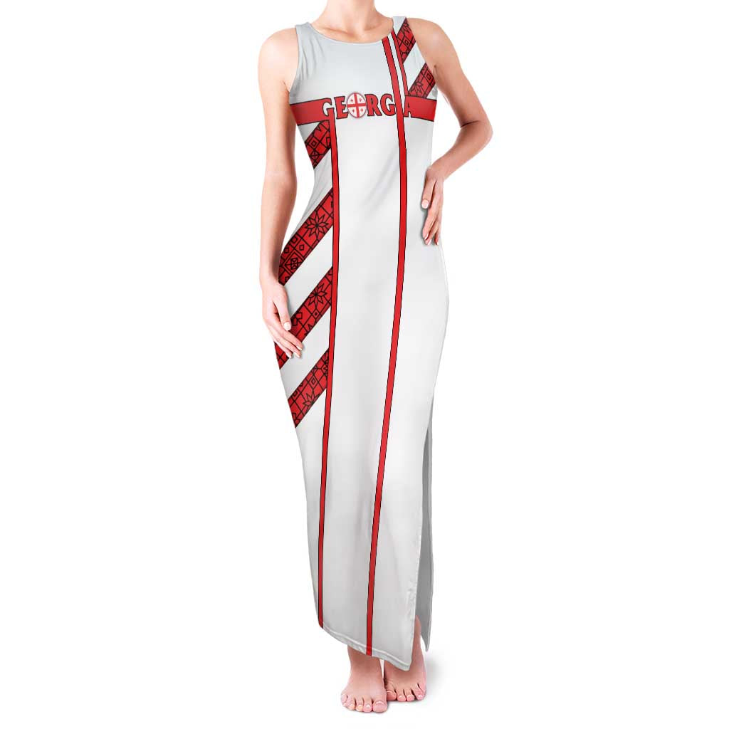 Georgia Family Matching Tank Maxi Dress and Hawaiian Shirt with Red Cross and Golden Lions Emblem Never Bows Design - Wonder Print Shop