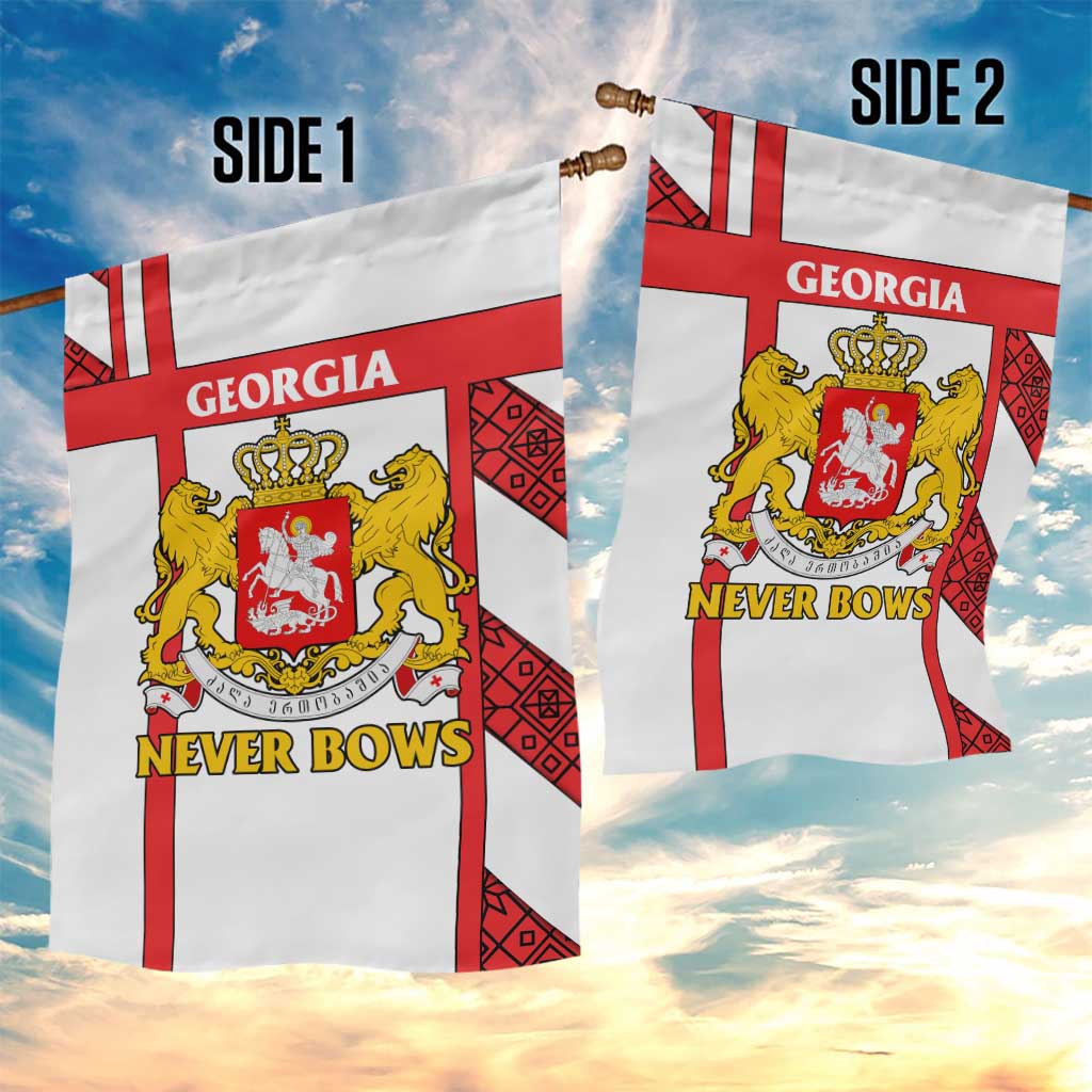 Georgia Garden Flag with Red Cross and Golden Lions Emblem Never Bows Design - Wonder Print Shop