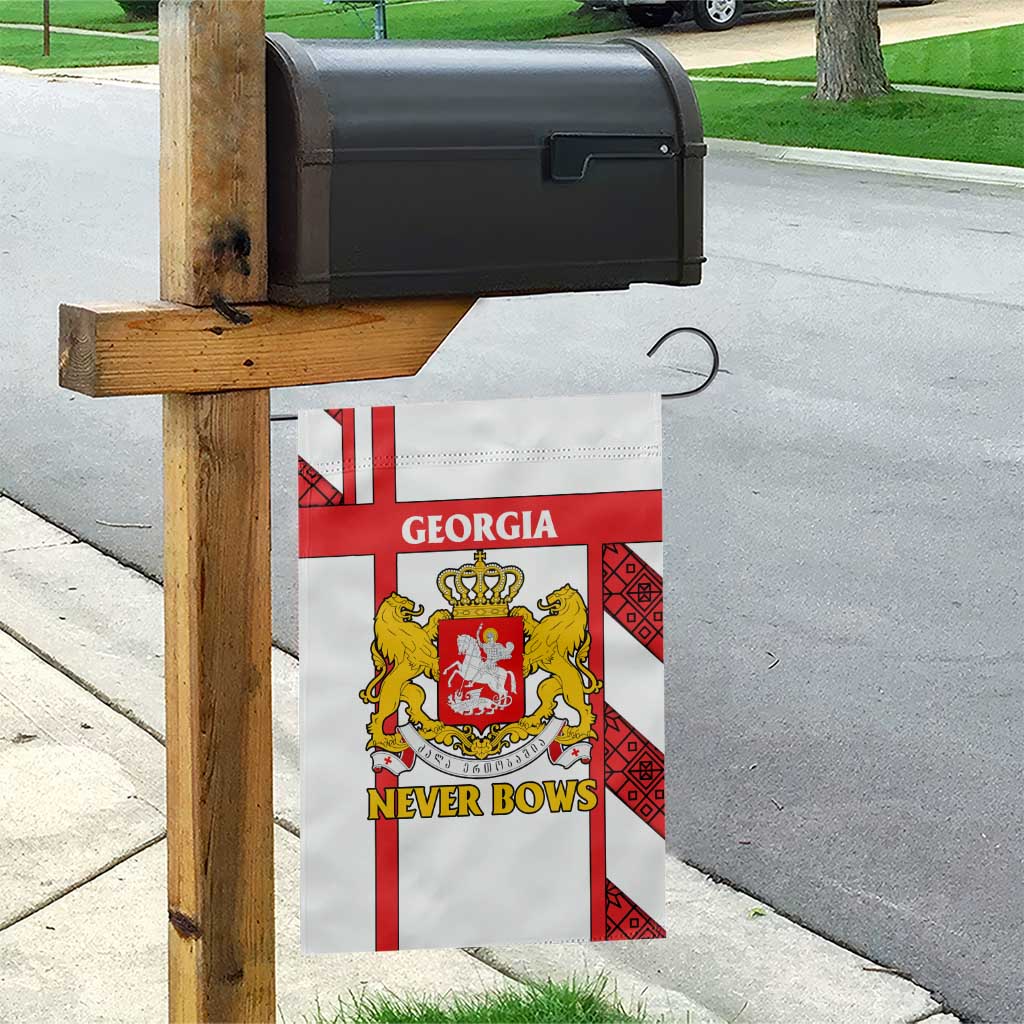 Georgia Garden Flag with Red Cross and Golden Lions Emblem Never Bows Design - Wonder Print Shop