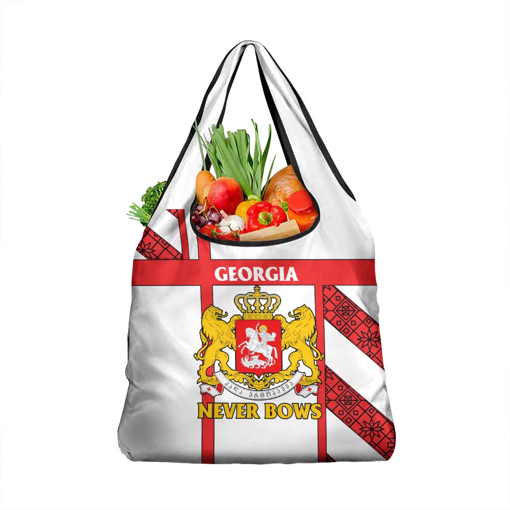 Georgia Grocery Bag with Red Cross and Golden Lions Emblem Never Bows Design - Wonder Print Shop