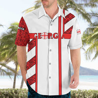 Georgia Hawaiian Shirt with Red Cross and Golden Lions Emblem Never Bows Design - Wonder Print Shop