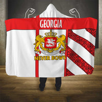 Georgia Hooded Blanket with Red Cross and Golden Lions Emblem Never Bows Design - Wonder Print Shop