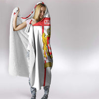 Georgia Hooded Blanket with Red Cross and Golden Lions Emblem Never Bows Design - Wonder Print Shop