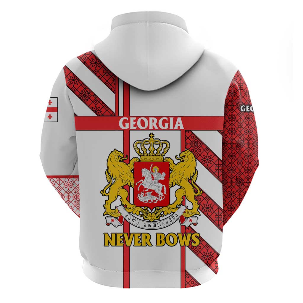 Georgia Hoodie with Red Cross and Golden Lions Emblem Never Bows Design - Wonder Print Shop