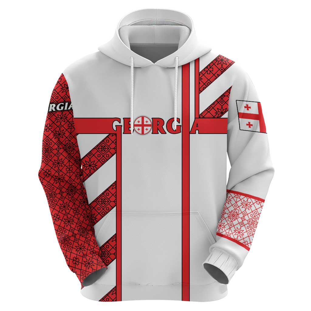 Georgia Hoodie with Red Cross and Golden Lions Emblem Never Bows Design - Wonder Print Shop