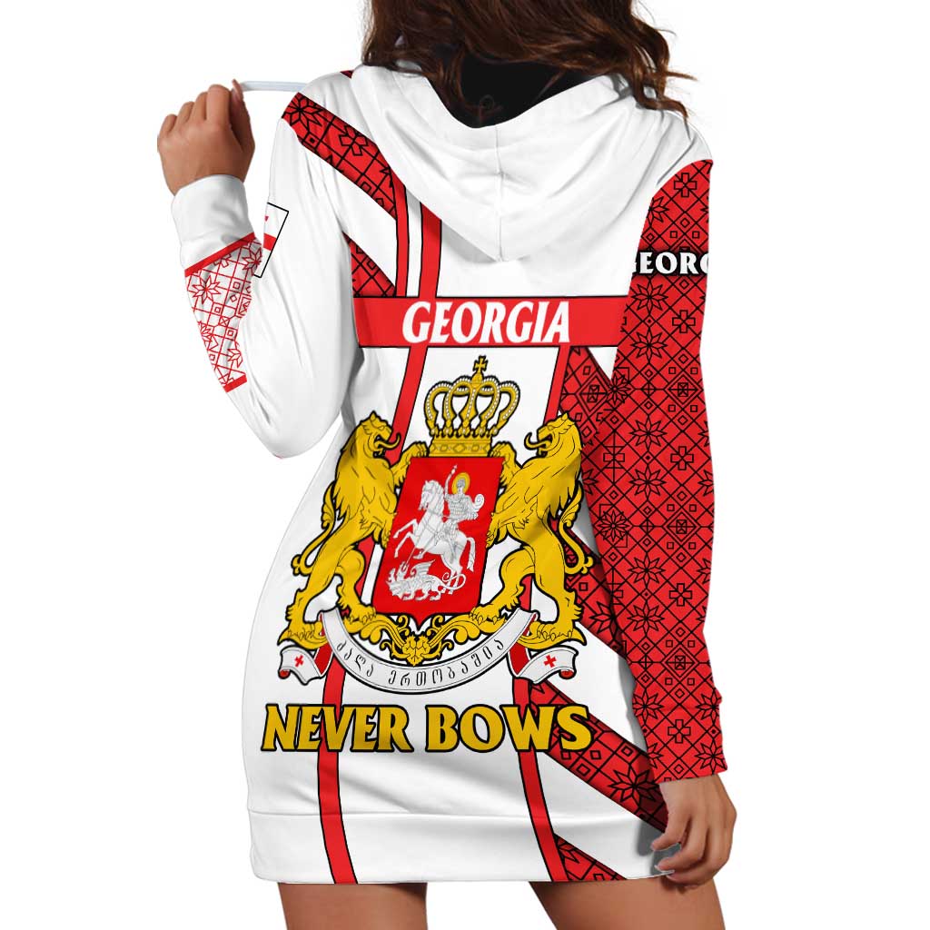Georgia Hoodie Dress with Red Cross and Golden Lions Emblem Never Bows Design - Wonder Print Shop
