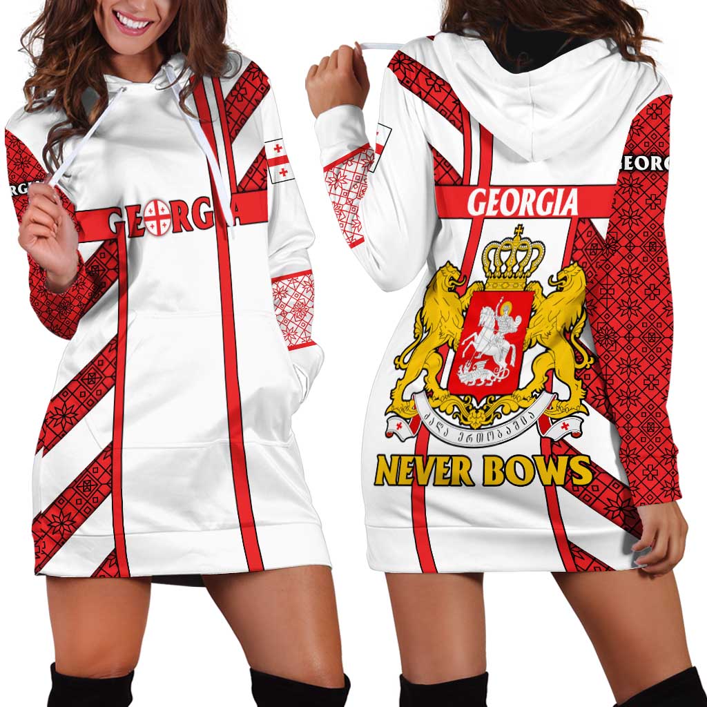 Georgia Hoodie Dress with Red Cross and Golden Lions Emblem Never Bows Design - Wonder Print Shop