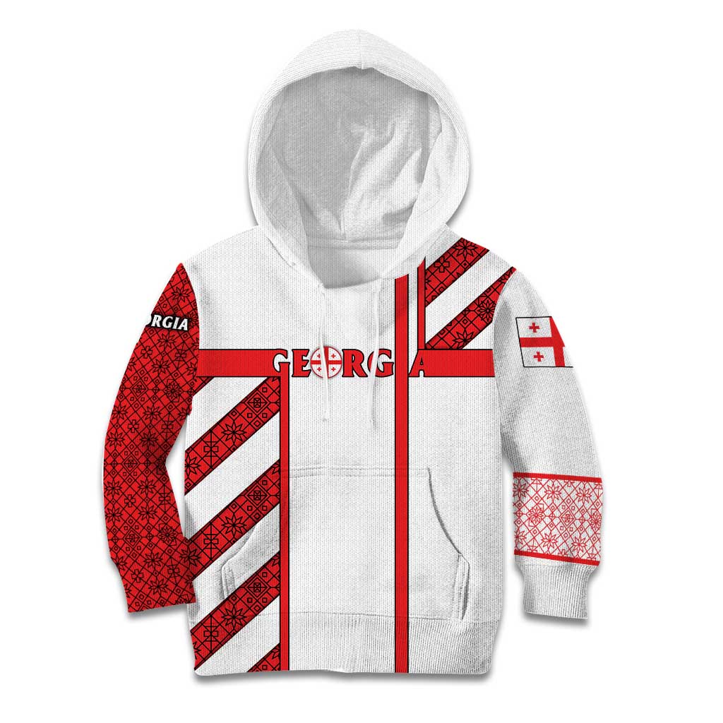 Georgia Kid Hoodie with Red Cross and Golden Lions Emblem Never Bows Design - Wonder Print Shop