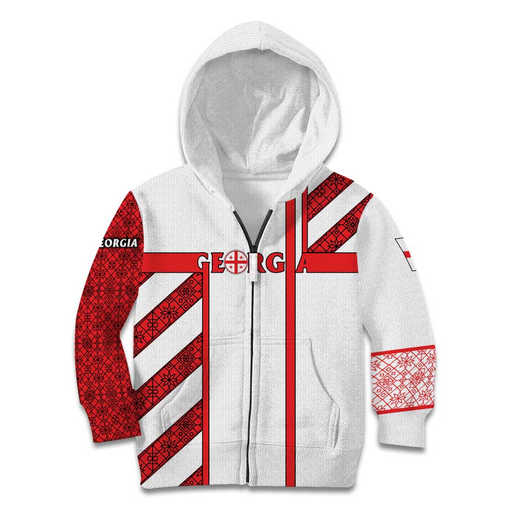 Georgia Kid Hoodie with Red Cross and Golden Lions Emblem Never Bows Design - Wonder Print Shop