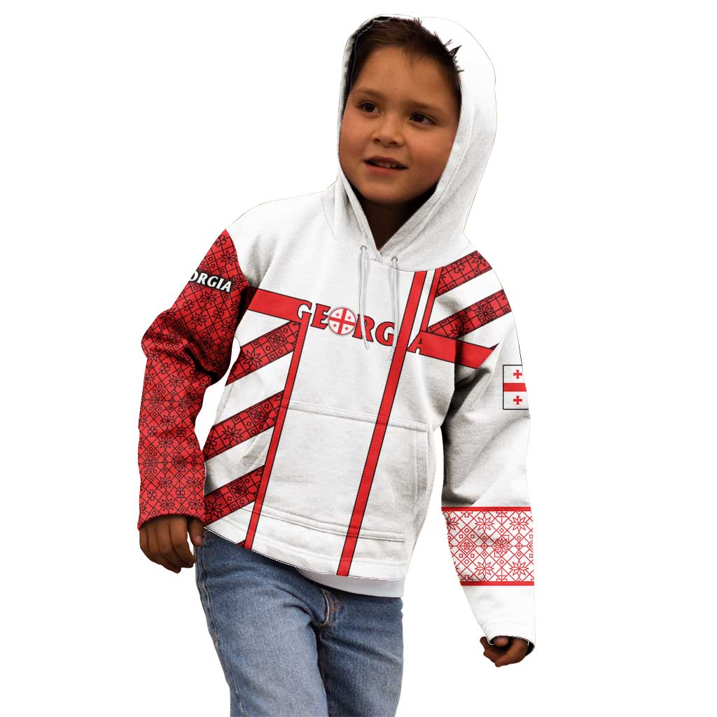 Georgia Kid Hoodie with Red Cross and Golden Lions Emblem Never Bows Design - Wonder Print Shop