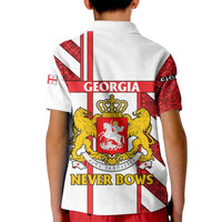 Georgia Kid Polo Shirt with Red Cross and Golden Lions Emblem Never Bows Design - Wonder Print Shop