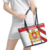 Georgia Leather Tote Bag with Red Cross and Golden Lions Emblem Never Bows Design - Wonder Print Shop