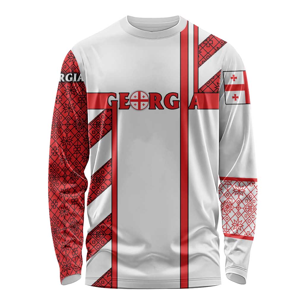 Georgia Long Sleeve Shirt with Red Cross and Golden Lions Emblem Never Bows Design - Wonder Print Shop