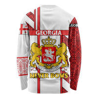 Georgia Long Sleeve Shirt with Red Cross and Golden Lions Emblem Never Bows Design - Wonder Print Shop