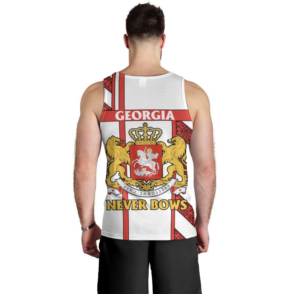 Georgia Men Tank Top with Red Cross and Golden Lions Emblem Never Bows Design - Wonder Print Shop