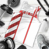 Georgia Men Tank Top with Red Cross and Golden Lions Emblem Never Bows Design - Wonder Print Shop