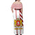 Georgia Off Shoulder Maxi Dress with Red Cross and Golden Lions Emblem Never Bows Design - Wonder Print Shop