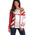 Georgia Off Shoulder Sweater with Red Cross and Golden Lions Emblem Never Bows Design - Wonder Print Shop