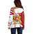 Georgia Off Shoulder Sweater with Red Cross and Golden Lions Emblem Never Bows Design - Wonder Print Shop